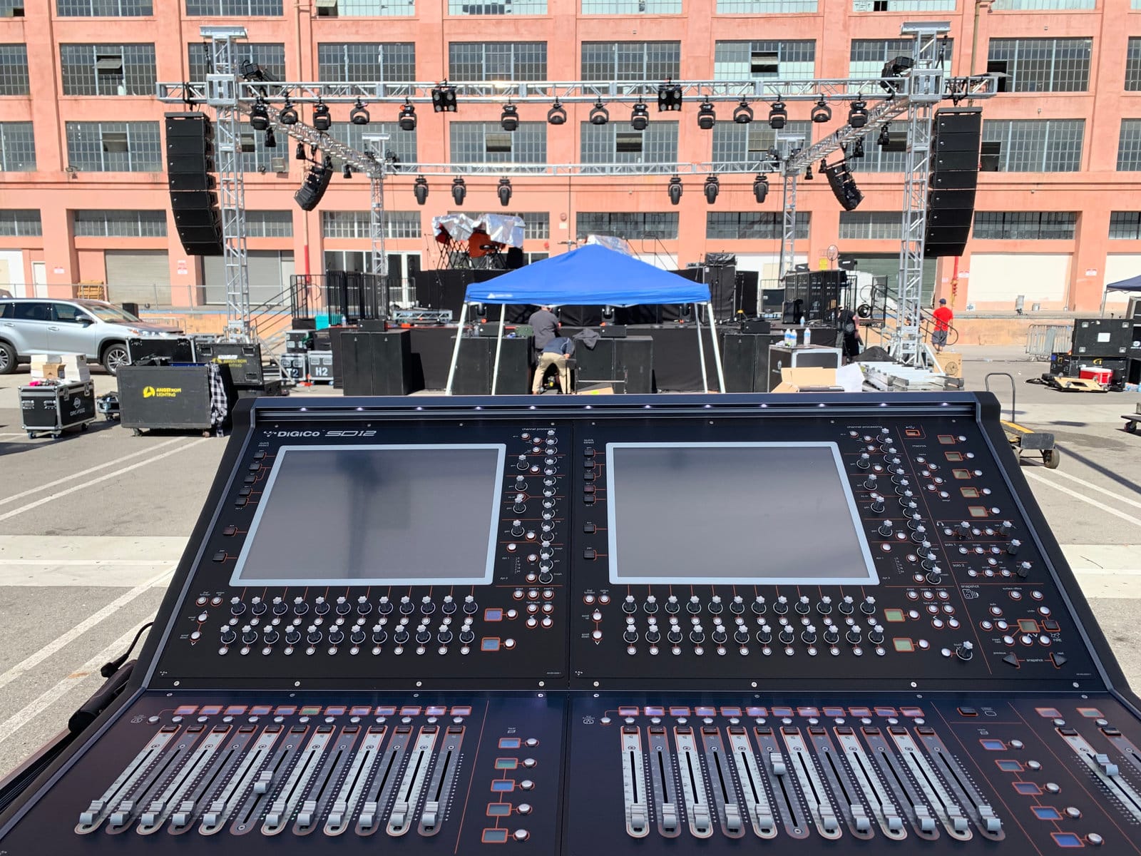 Front of house consoles set for an event