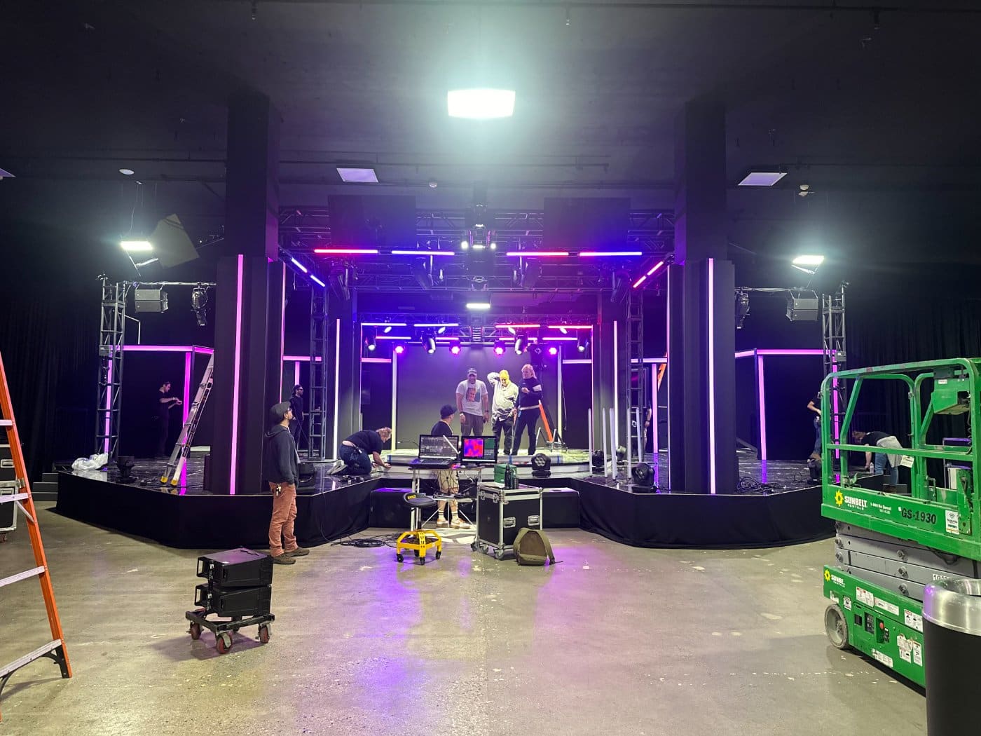 A permanent audio and lighting installation in a venue